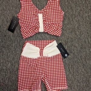 Astoria Red Gingham Athletic Shorts - Women